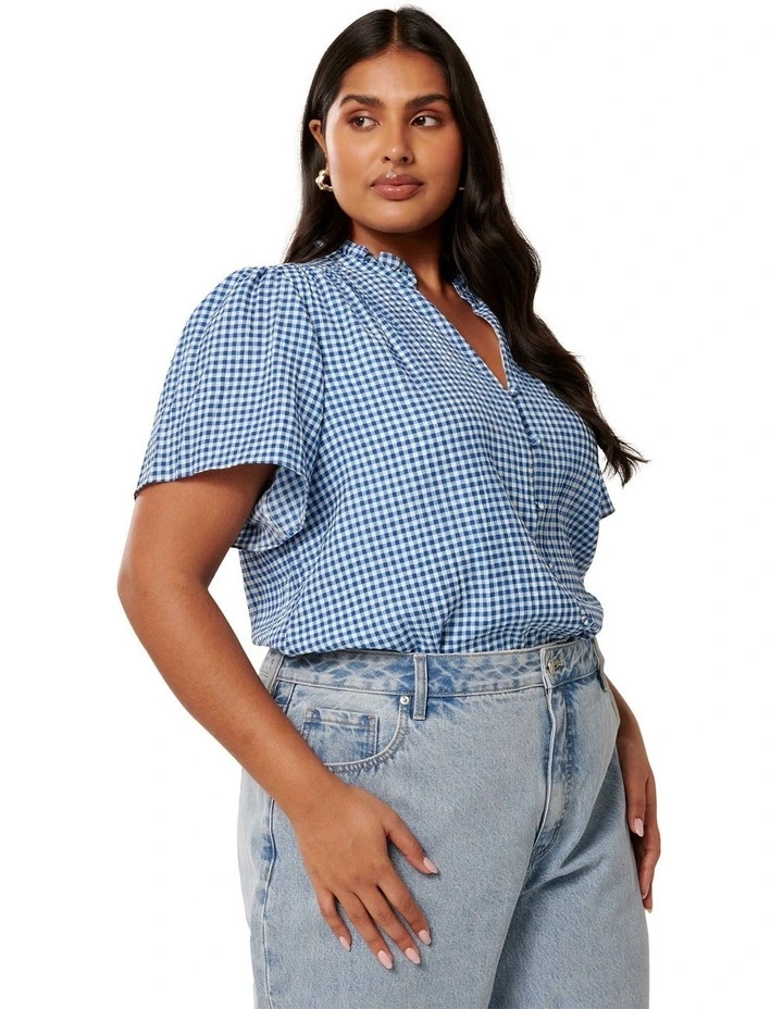 Madison Flute Sleeve Blouse in Blue image 3