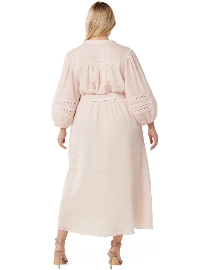 Rebecca Belted Trim Midi Dress in Cream image 2