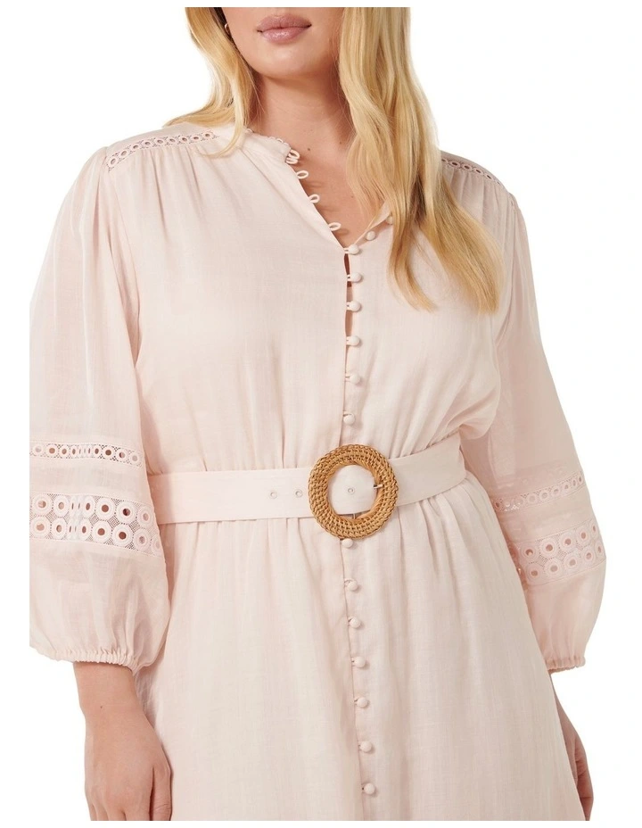 Rebecca Belted Trim Midi Dress in Cream image 4