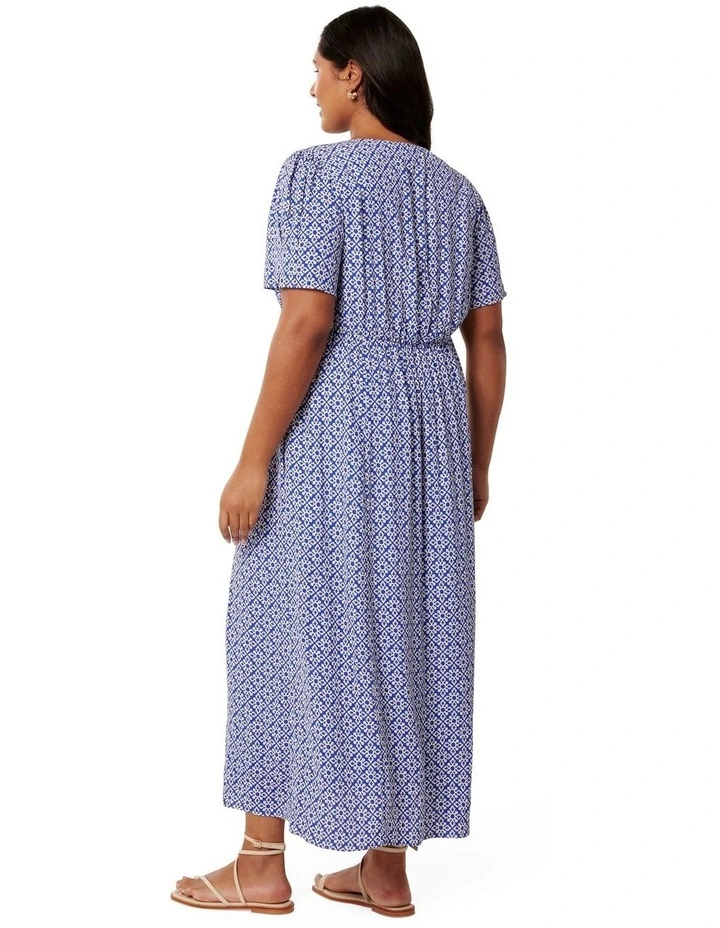 Saffron Printed Midi Sun Dress in Silvy Tile image 2