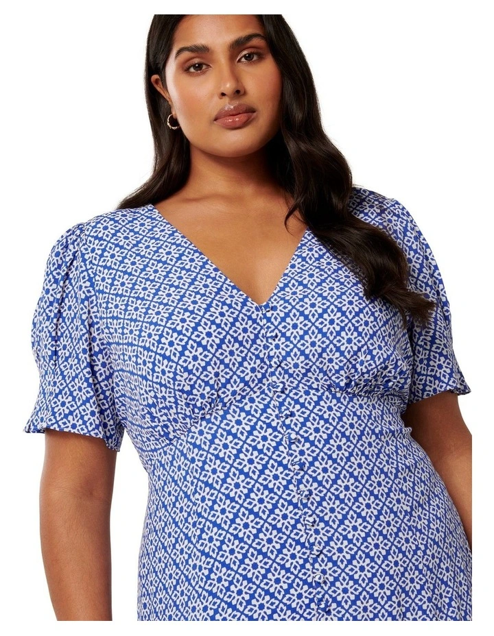 Saffron Printed Midi Sun Dress in Silvy Tile image 4
