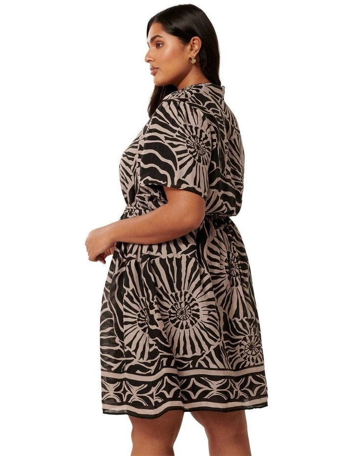 Selma Shirt Puff Sleeves Mini Dress in Black image 2