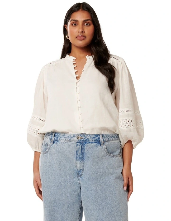 Tatiana Trim Blouse in White image 1