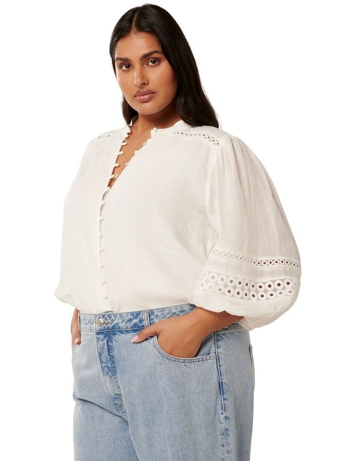 Tatiana Trim Blouse in White image 3