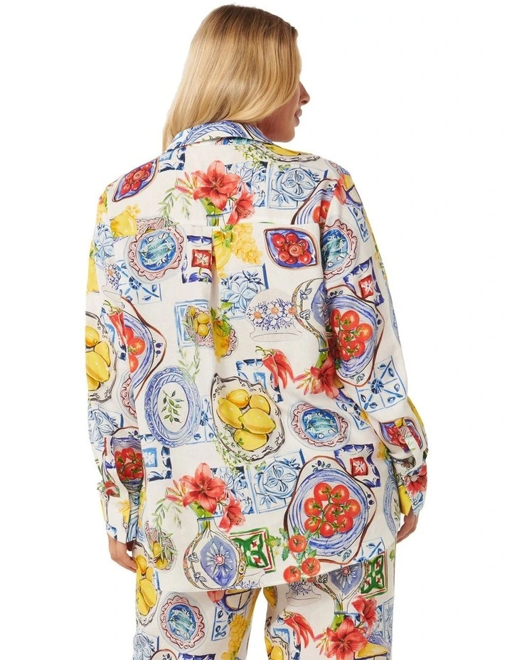 Lydia Oversized Linen Shirt in Multi image 2