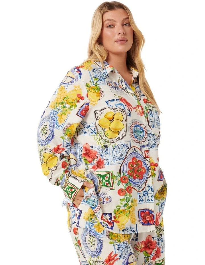 Lydia Oversized Linen Shirt in Multi image 3