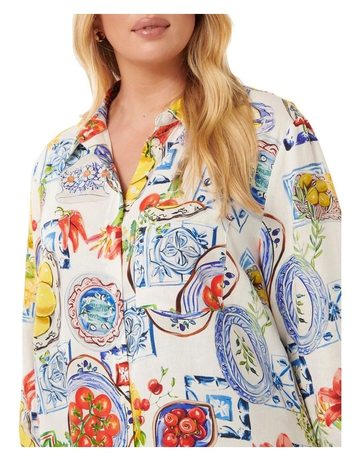 Lydia Oversized Linen Shirt in Multi image 4