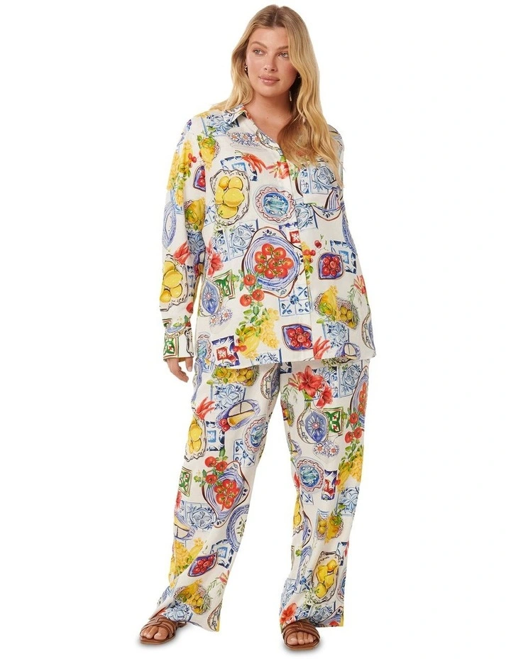 Lydia Oversized Linen Shirt in Multi image 5