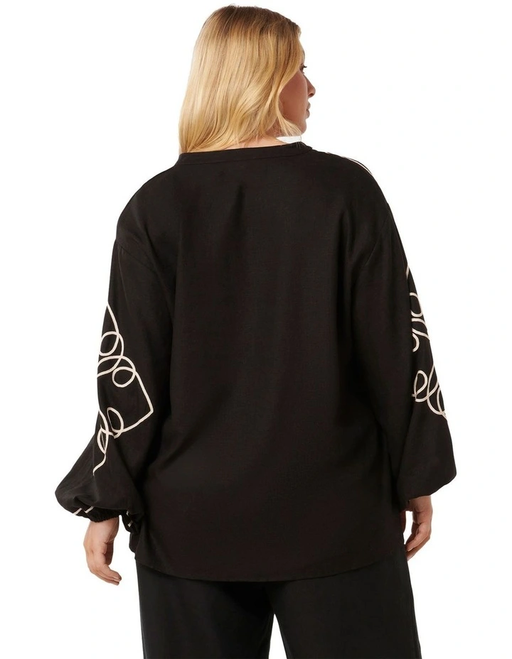 Claude Applique Detail Top in Black image 2