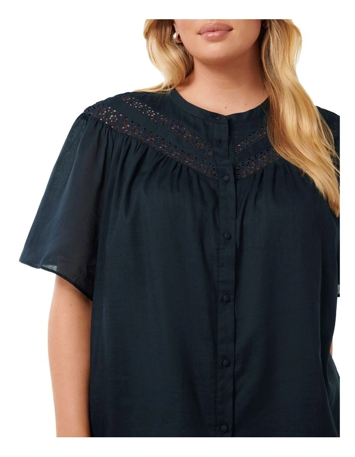 Luka Trimmed Yoke Blouse in Navy image 4