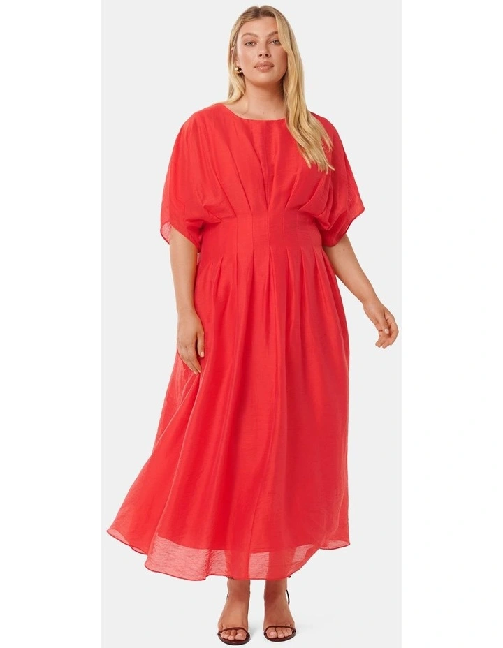 Eve Seam Detail Midi Dress in Red image 1