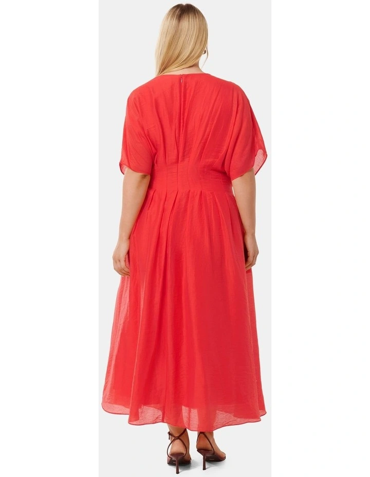 Eve Seam Detail Midi Dress in Red image 2