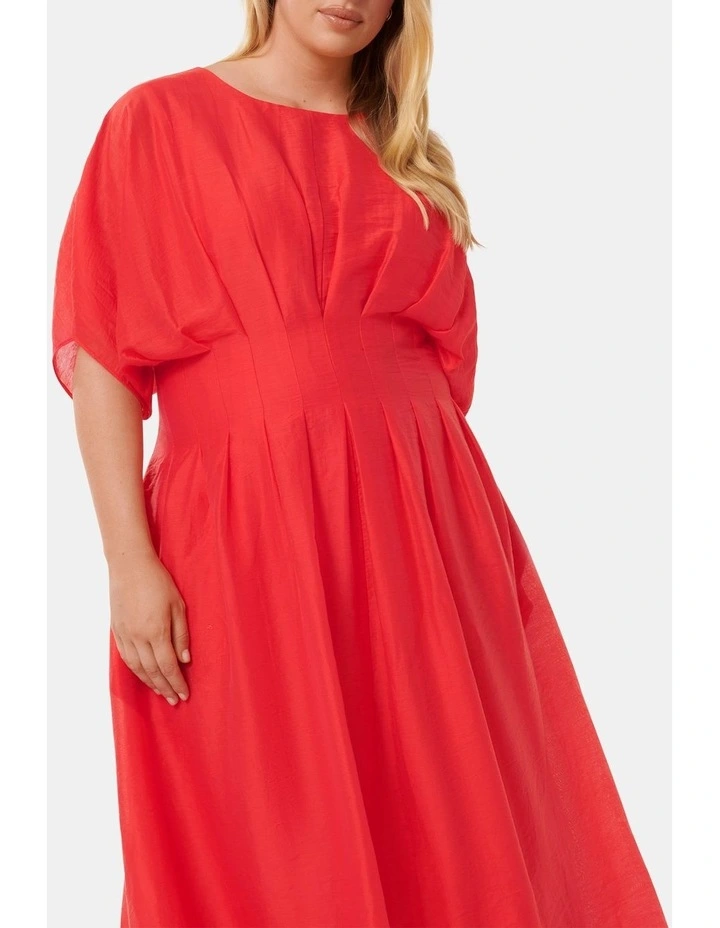 Eve Seam Detail Midi Dress in Red image 4