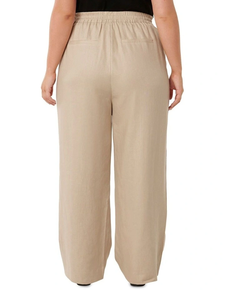 Erin Linen Drawstring Straight Leg Pants in Neutral image 2