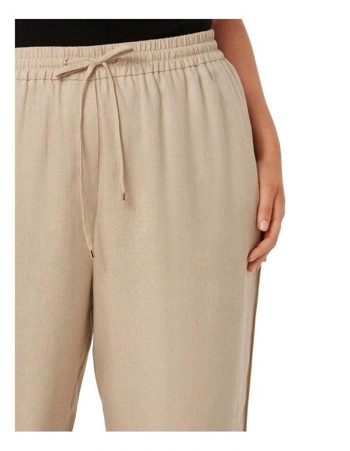 Erin Linen Drawstring Straight Leg Pants in Neutral image 3
