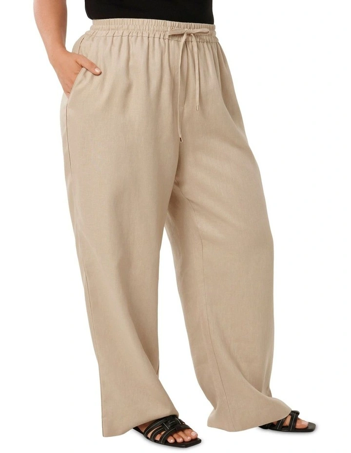 Erin Linen Drawstring Straight Leg Pants in Neutral image 4