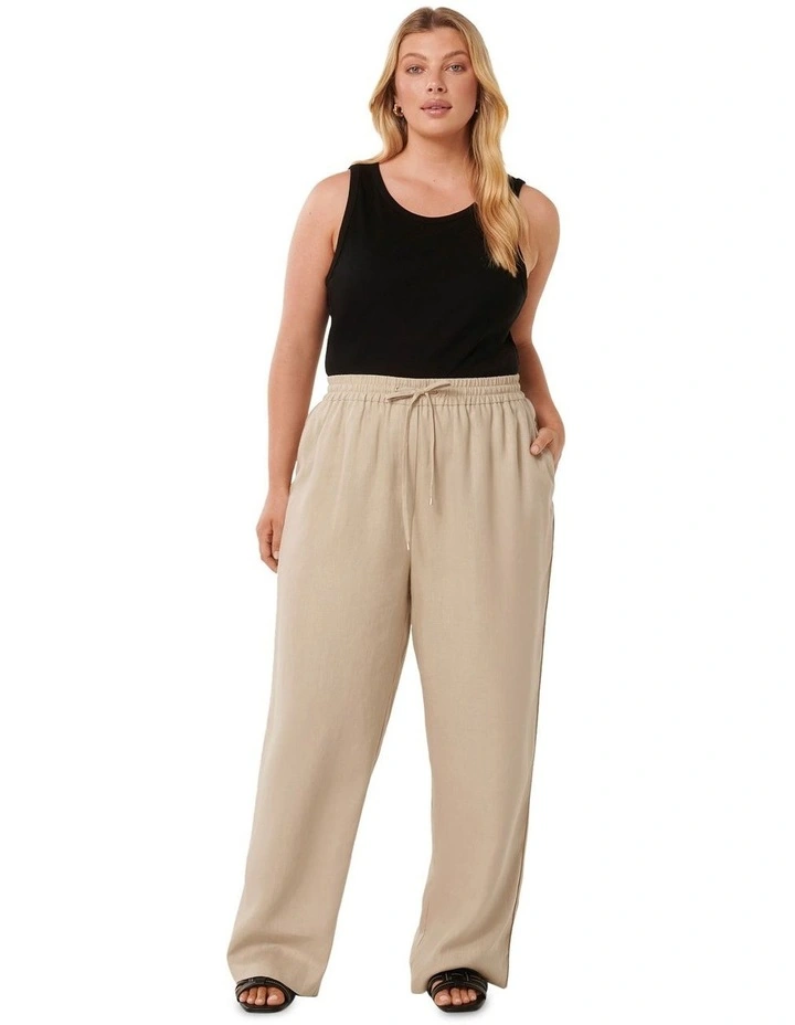 Erin Linen Drawstring Straight Leg Pants in Neutral image 5