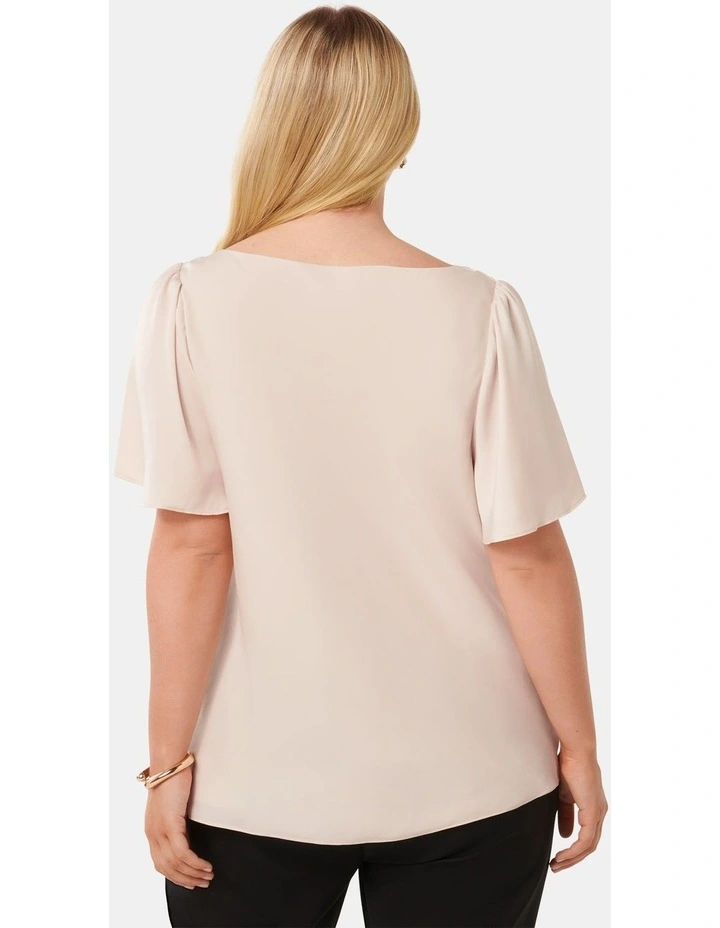 Cathy Cowl Flutter Sleeves Top in Champagne image 2