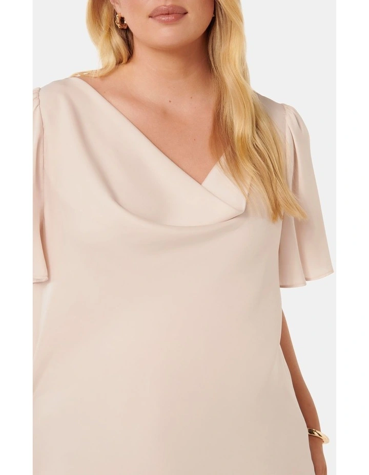 Cathy Cowl Flutter Sleeves Top in Champagne image 4