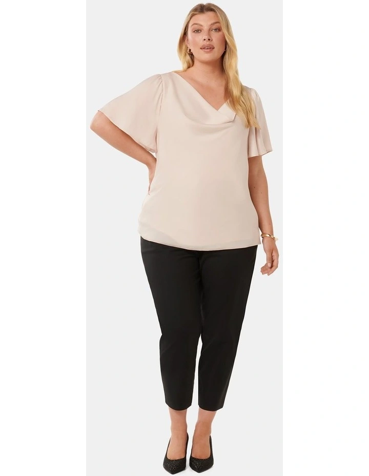 Cathy Cowl Flutter Sleeves Top in Champagne image 5