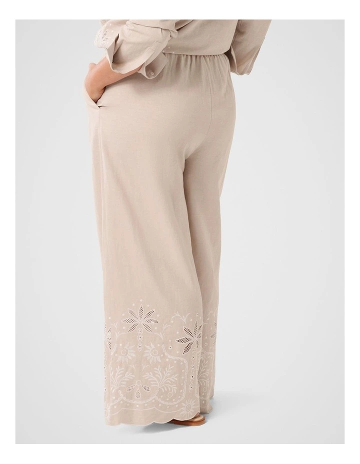 April Embroidered Pants in Beige image 2