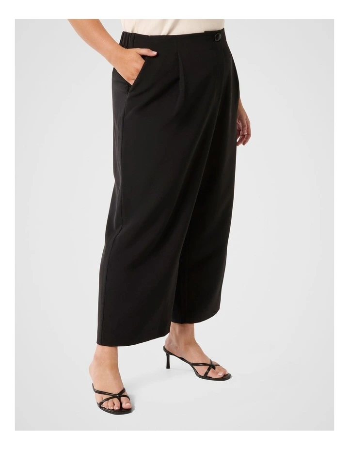 Corina Button Culotte Pants in Black image 3