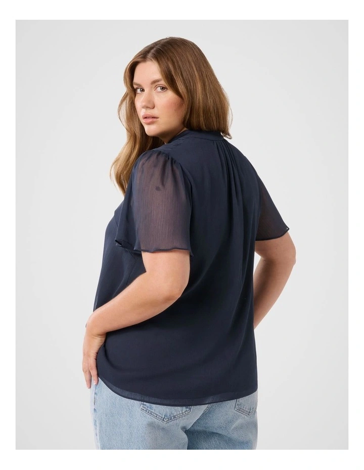 Nina Gathers Neck Top in Navy image 2