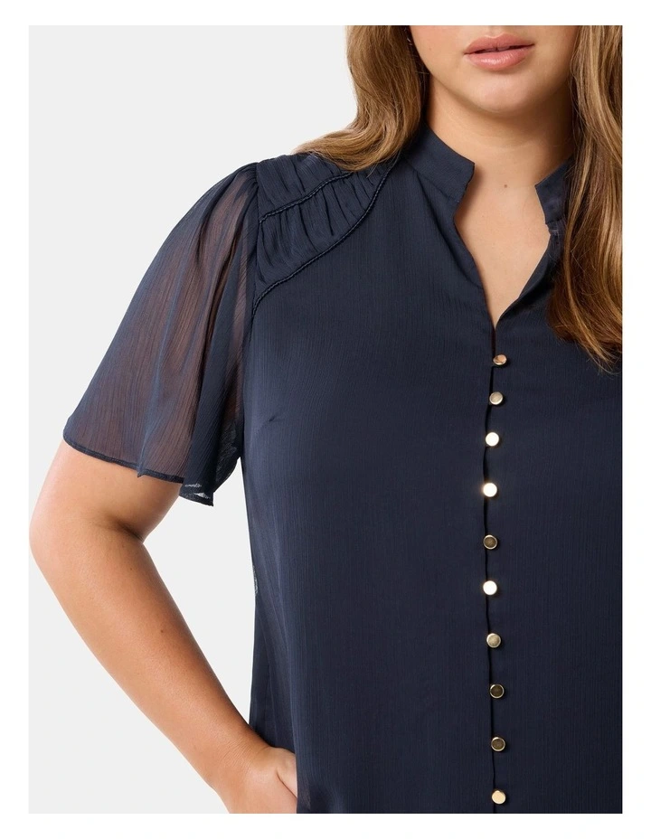 Nina Gathers Neck Top in Navy image 4