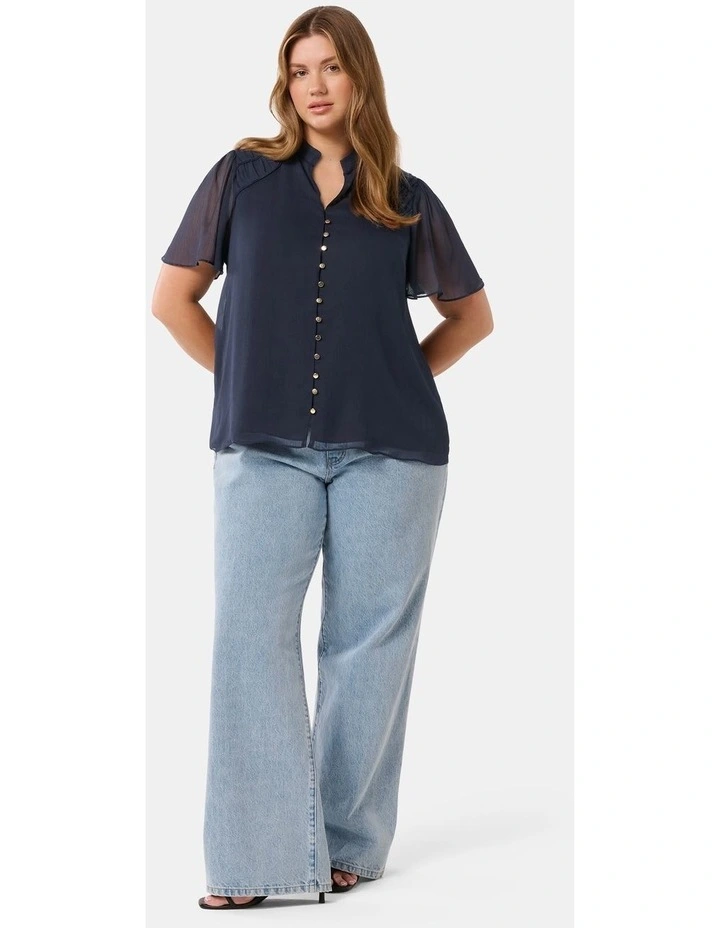 Nina Gathers Neck Top in Navy image 5