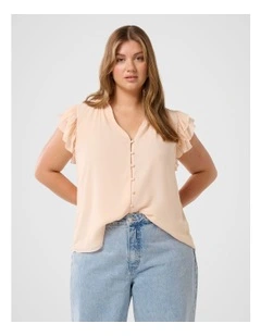 Abigail Ruffle Shoulder Blouse in Cream