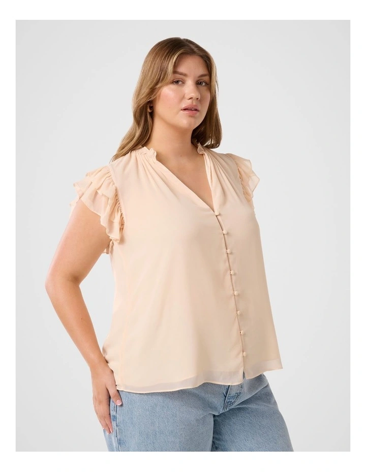 Abigail Ruffle Shoulder Blouse in Cream image 3
