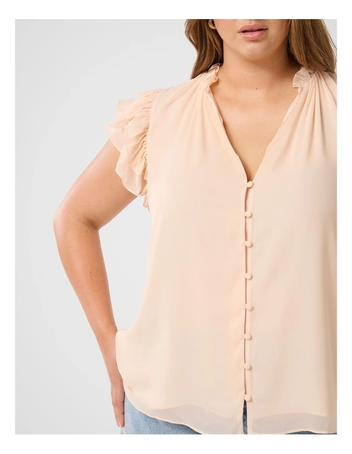 Abigail Ruffle Shoulder Blouse in Cream image 4