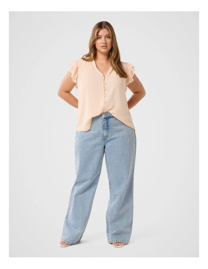 Abigail Ruffle Shoulder Blouse in Cream image 5
