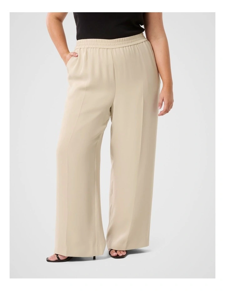 Enya Elastic Wide Leg Pants in Beige image 1