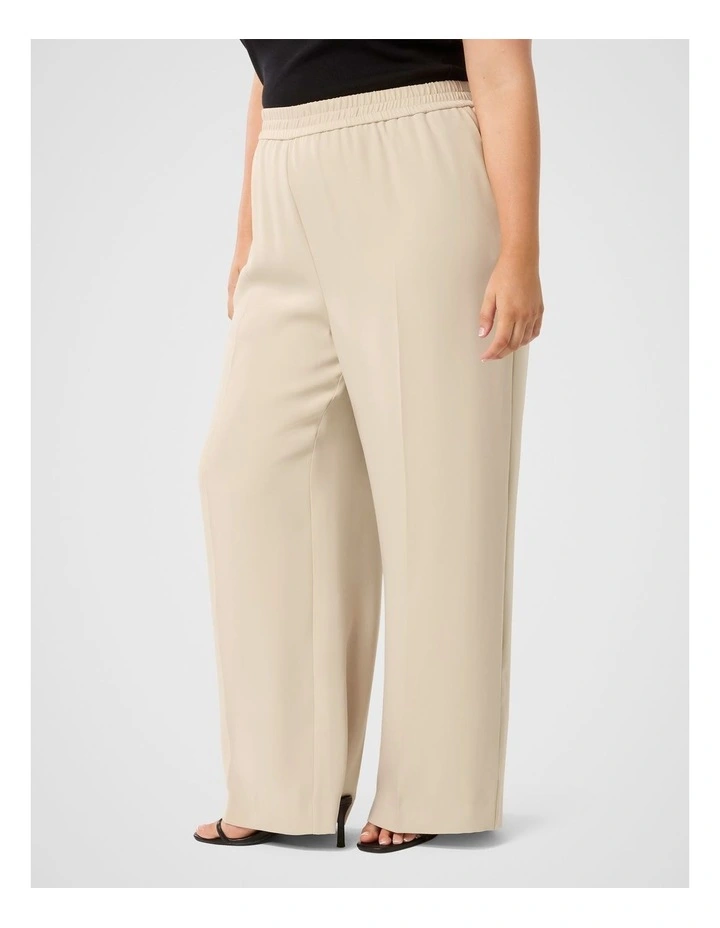 Enya Elastic Wide Leg Pants in Beige image 3