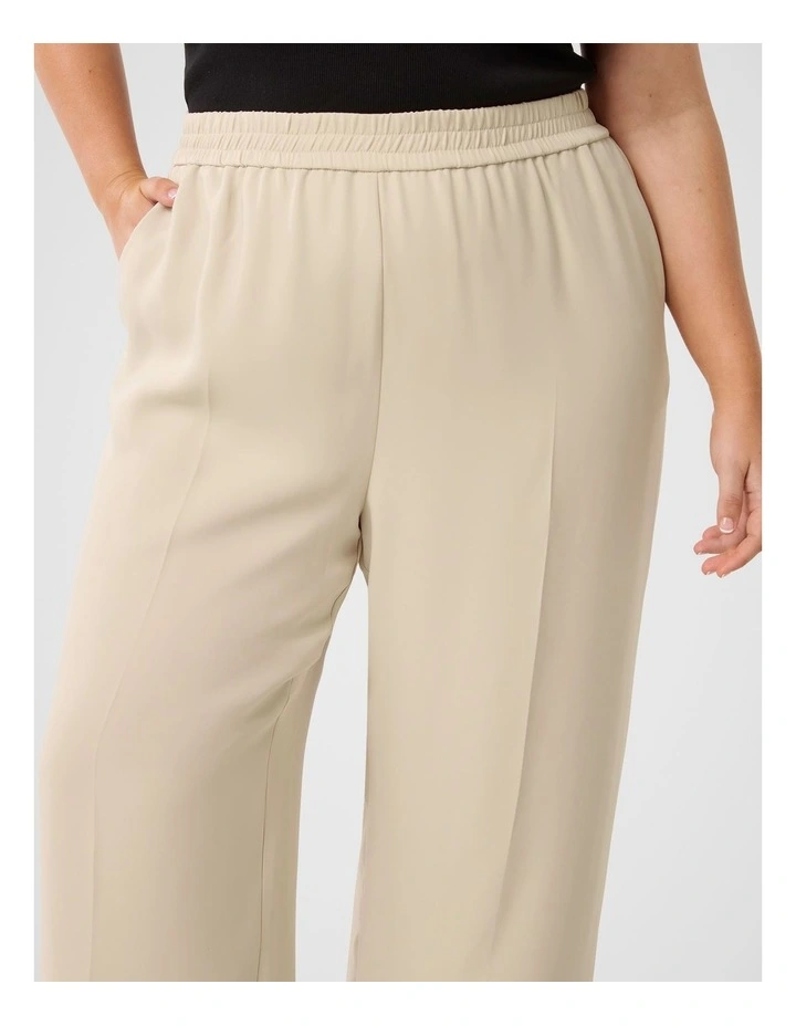 Enya Elastic Wide Leg Pants in Beige image 4