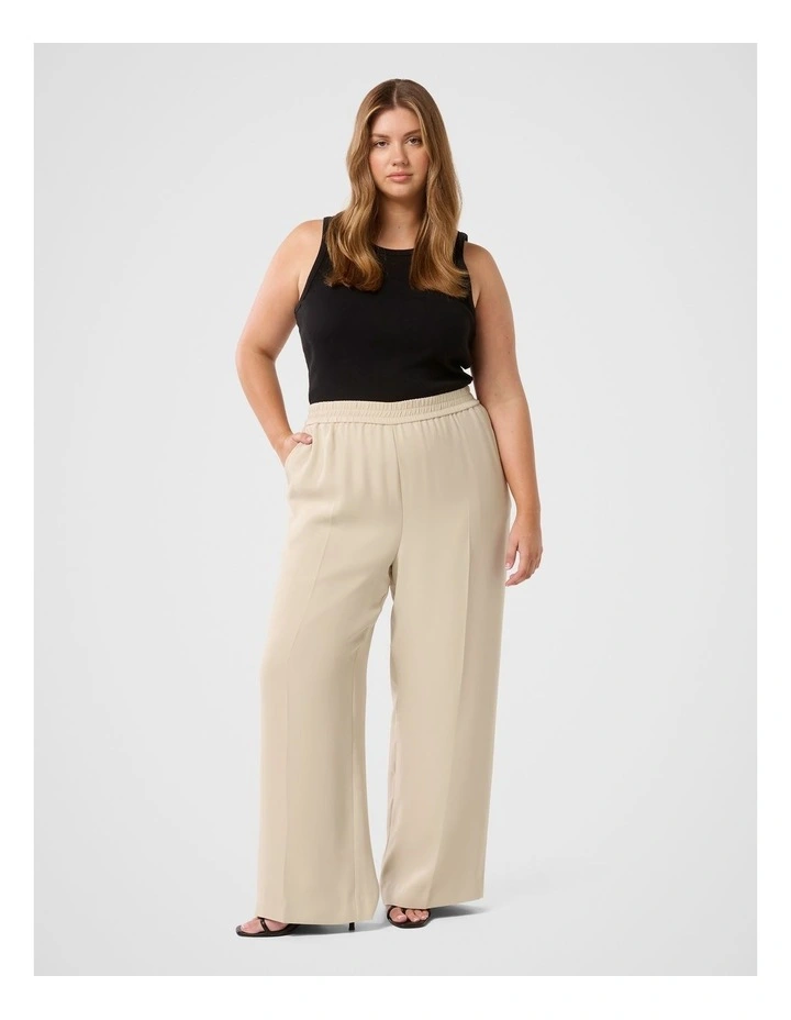 Enya Elastic Wide Leg Pants in Beige image 5
