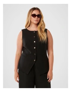 Bea Snap Front Vest Top in Black