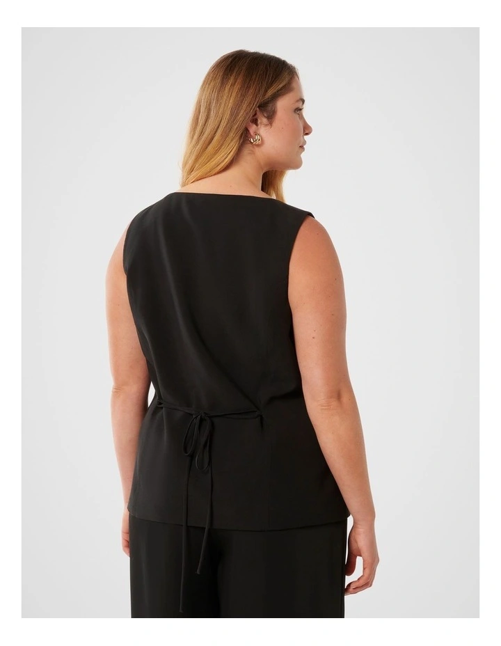 Bea Snap Front Vest Top in Black image 2