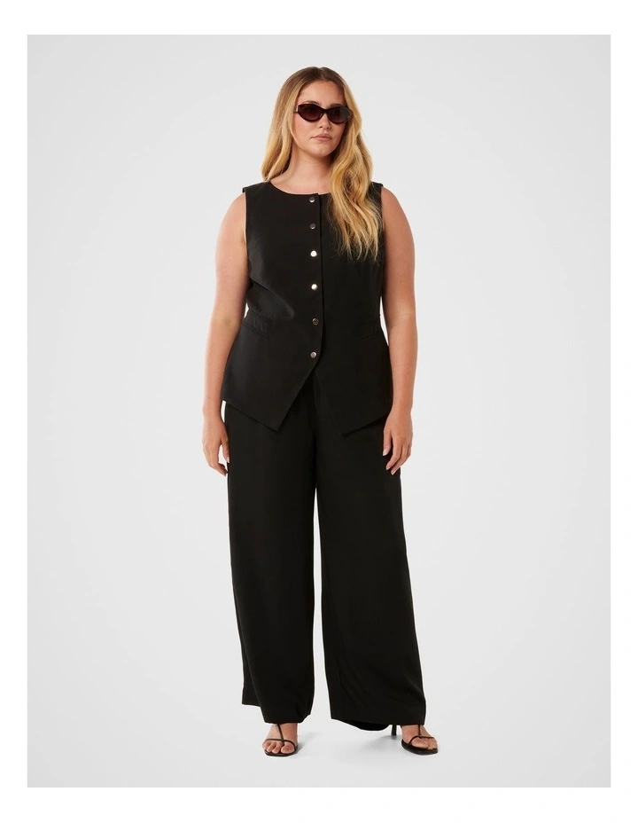 Bea Snap Front Vest Top in Black image 5
