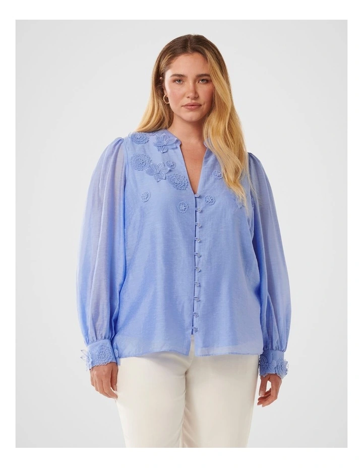 Indigo Applique Blouse in Blue image 1