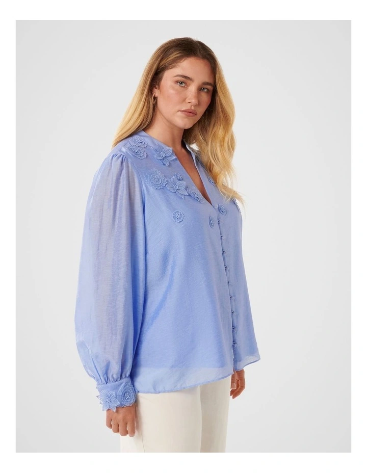 Indigo Applique Blouse in Blue image 3
