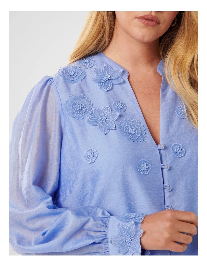 Indigo Applique Blouse in Blue image 4