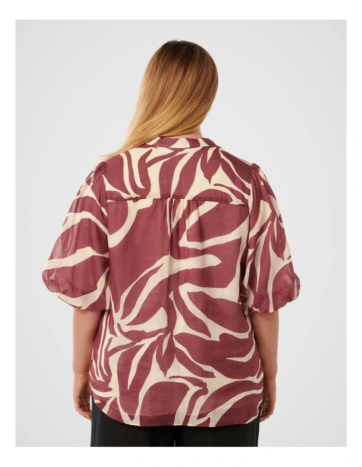 Paloma Puff Sleeves Blouse in Brown image 2
