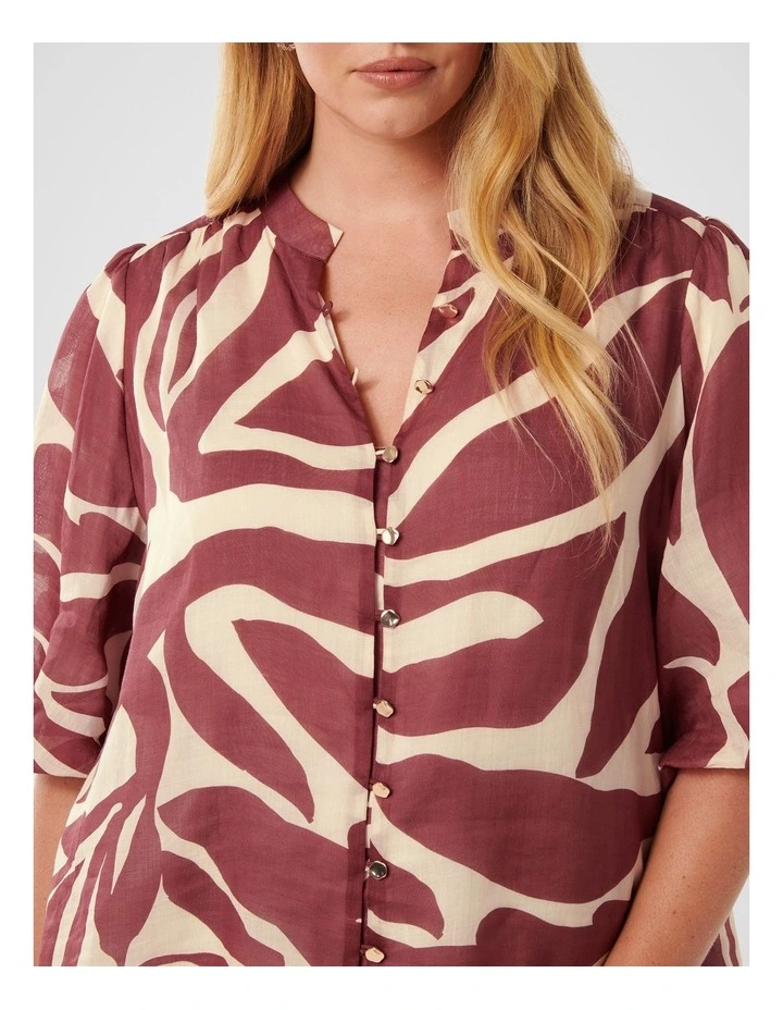 Paloma Puff Sleeves Blouse in Brown image 4