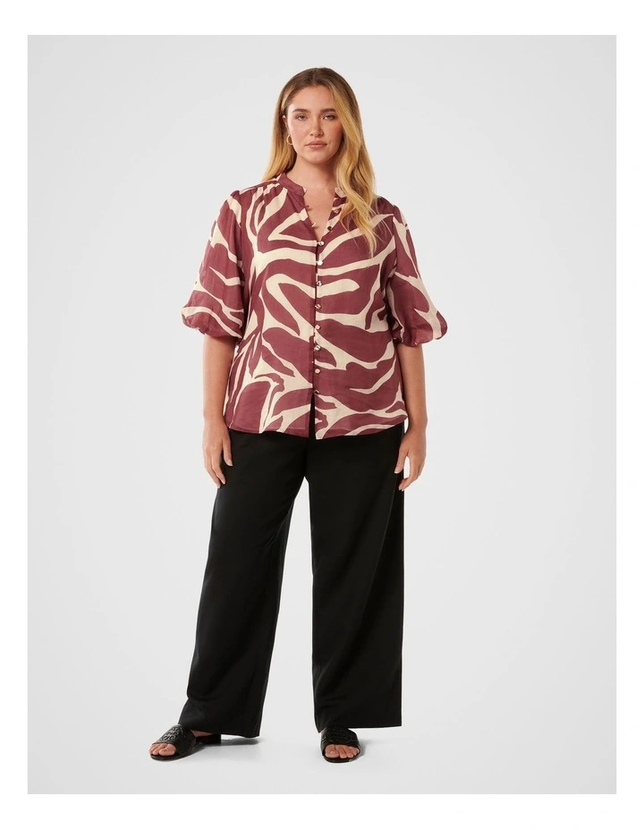 Paloma Puff Sleeves Blouse in Brown image 5