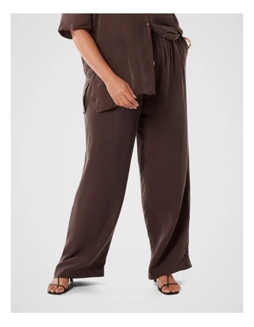 Emma Cupro Wide Leg Pant in Brown