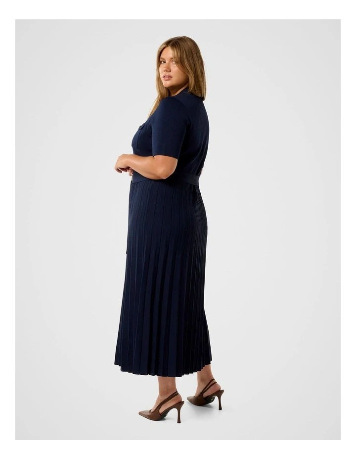 Gigi Curve Utility Midi Knitted Dress in Navy image 2