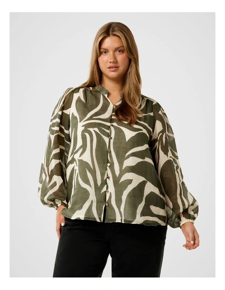 Adaline Ramie Blouse in Green image 1