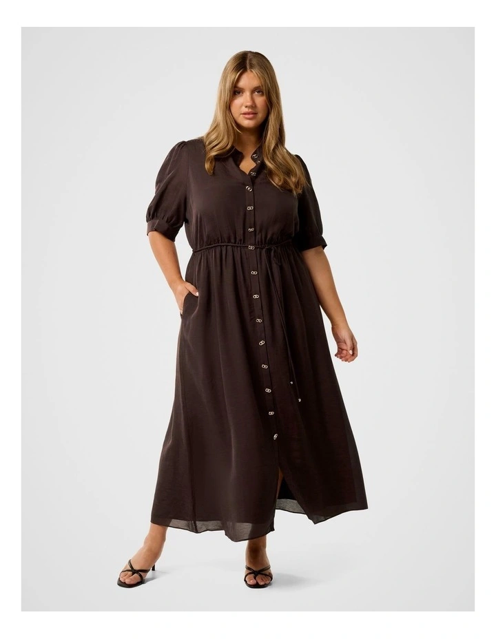 Samara Short Sleeves Midi Dress in Chocolate image 1